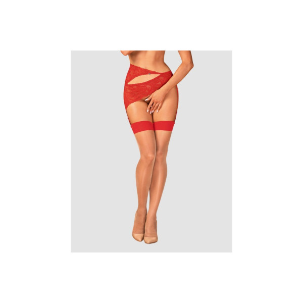 S814 Bas jarretelles rouge